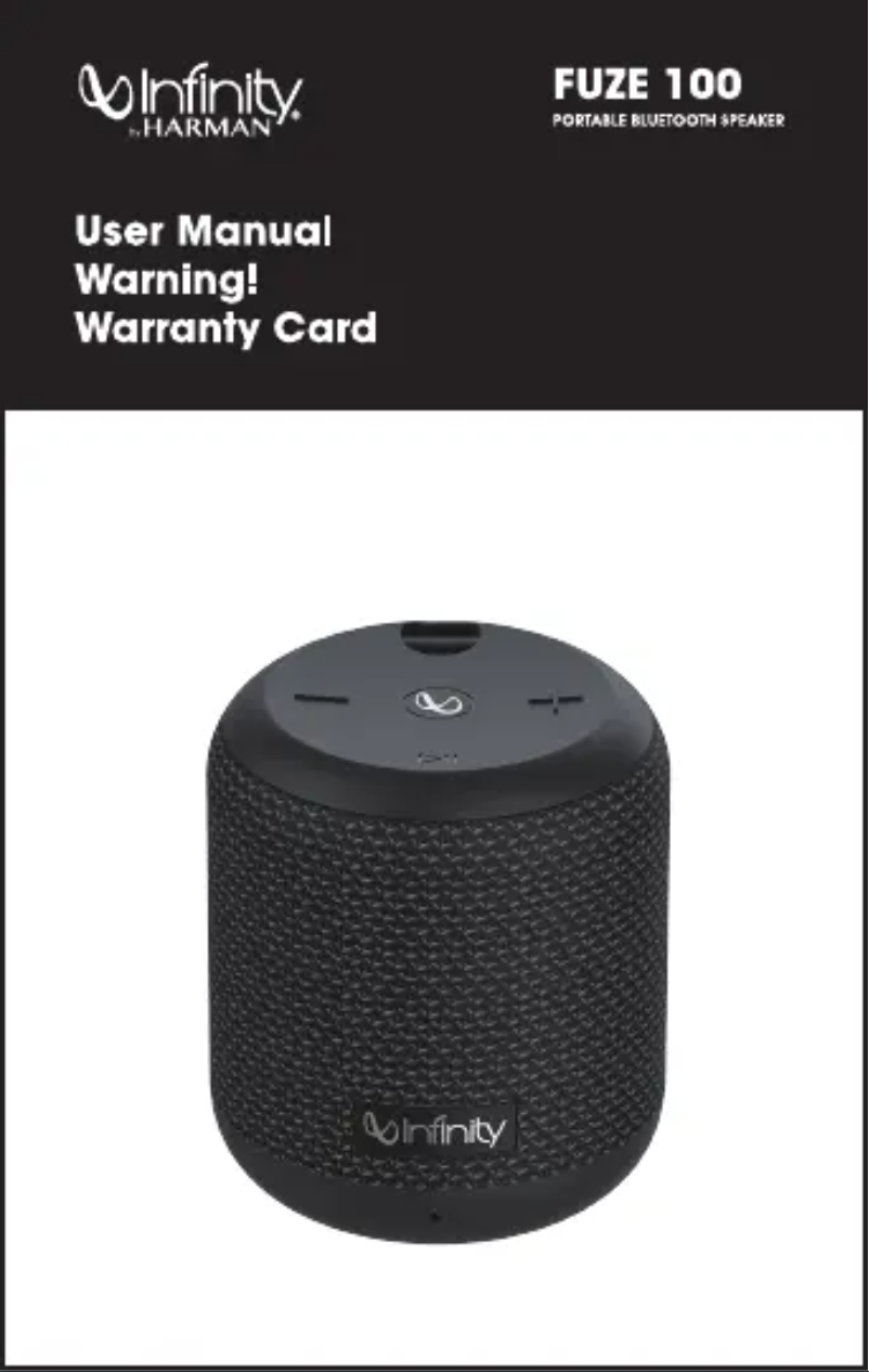 Page 1 de la notice Manuel utilisateur Infinity FUZE 100