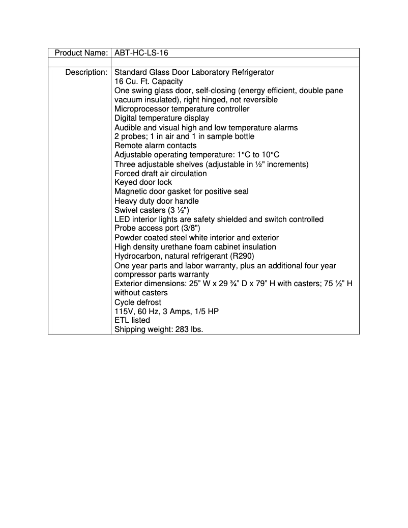 Page 1 de la notice Manuel utilisateur American BioTech Supply ABT-LS-16