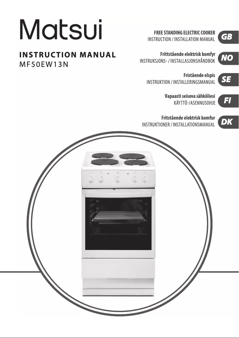 Page 1 de la notice Manuel utilisateur Matsui MF50EW13N