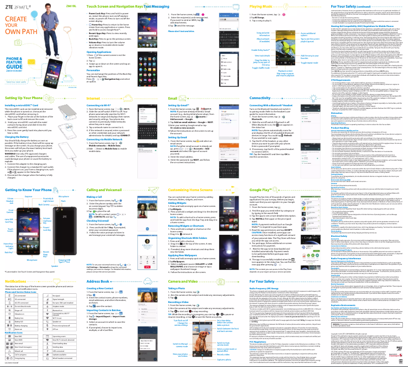 Page 1 de la notice Manuel utilisateur ZTE ZFive L LTE