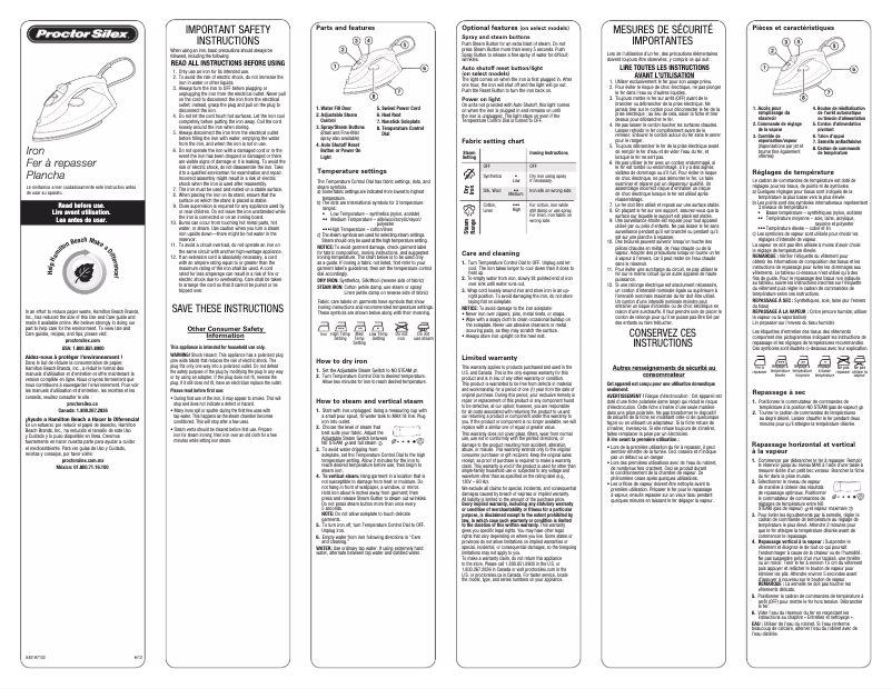 Page 1 de la notice Mode d'emploi Proctor Silex 17202
