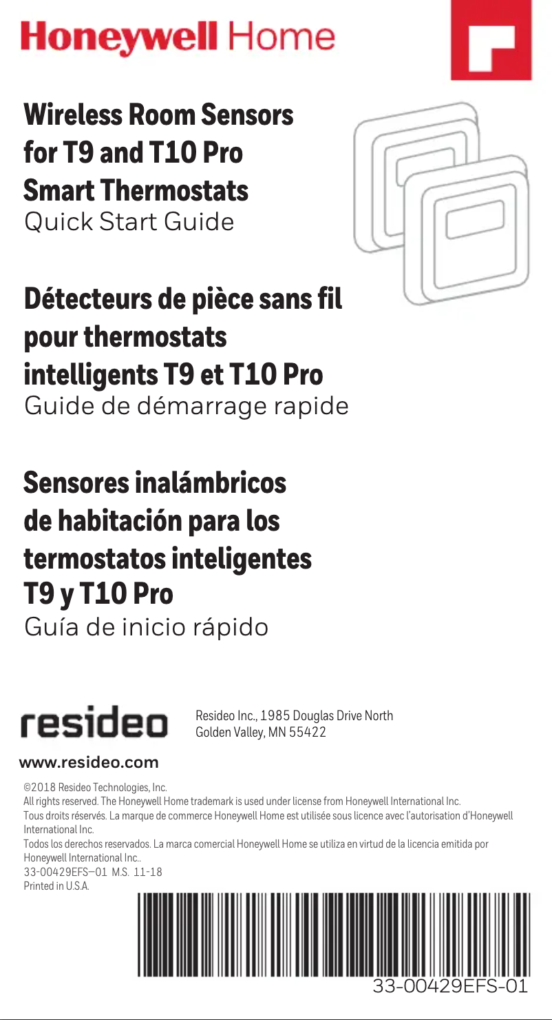 Page 1 de la notice Guide de démarrage rapide Honeywell SMHOMCOMFKIT