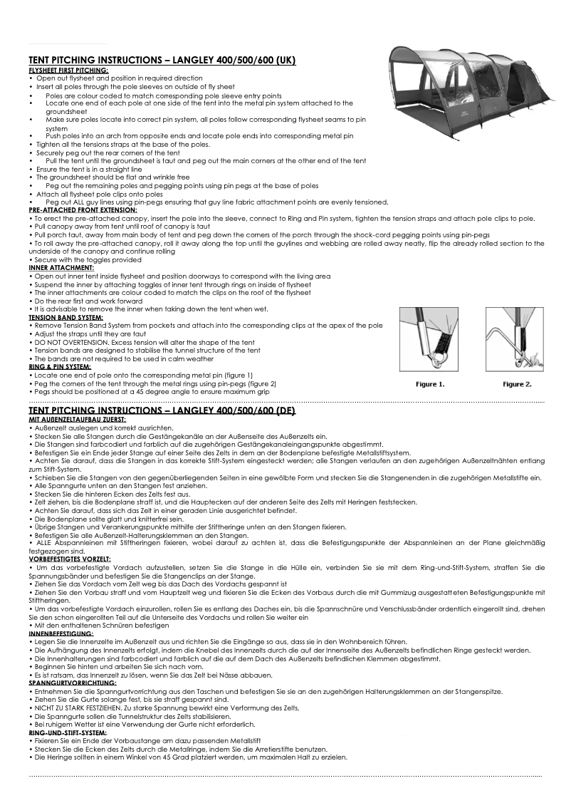 Página 1 del manual Manual de usuario Vango Langley 400