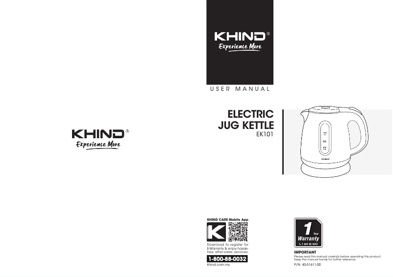 Page 1 de la notice Manuel utilisateur Khind EK101