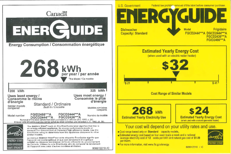 Page n°1 - Label énergétique Frigidaire FGCD2444S