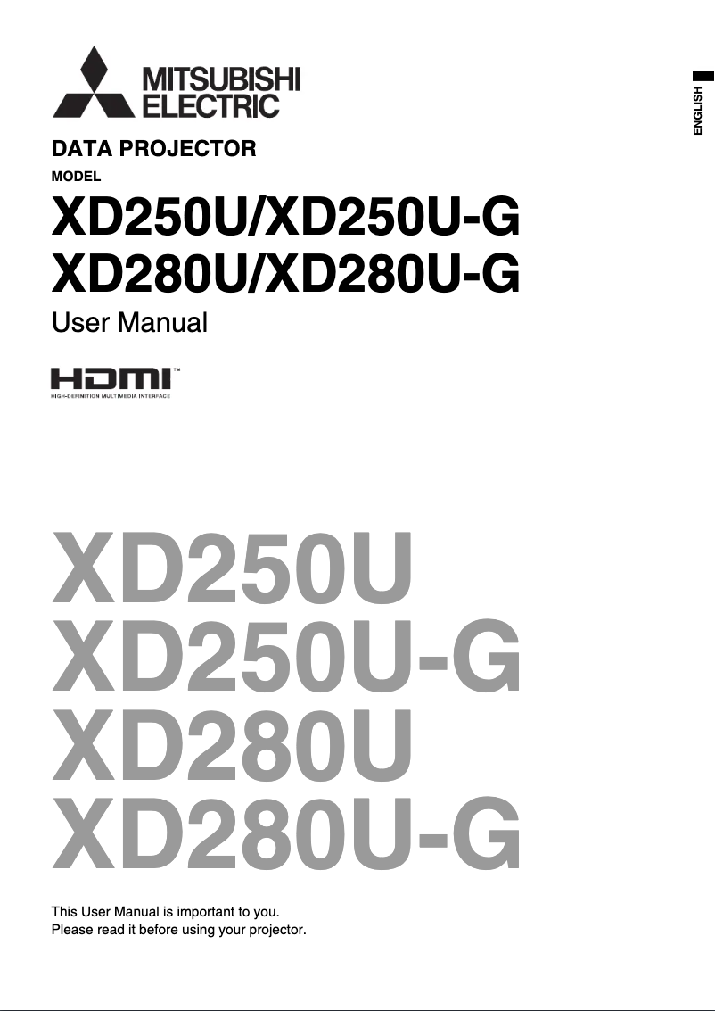 Page 1 de la notice Manuel utilisateur Mitsubishi XD280U