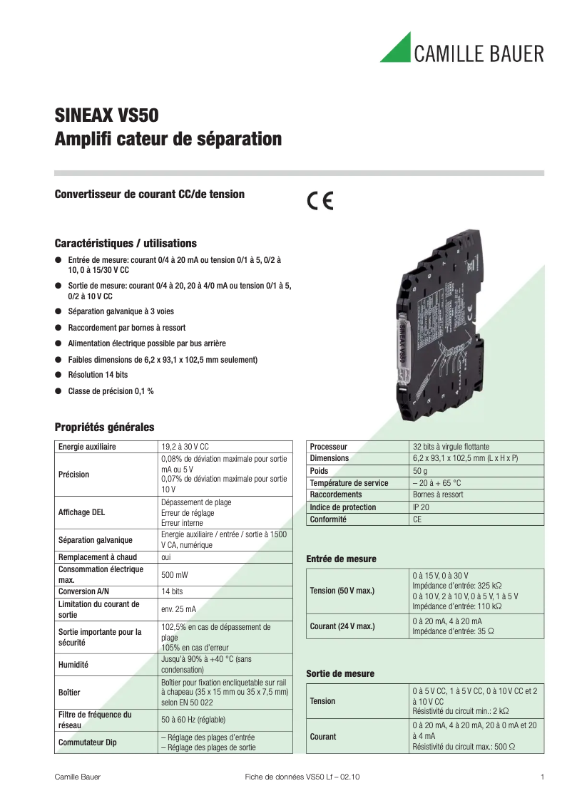 Image de la première page du manuel de l'appareil Sineax VS50