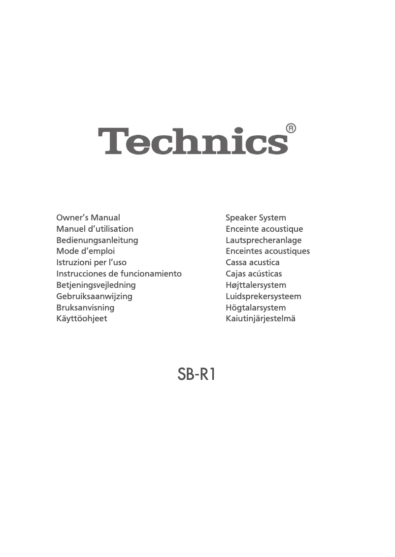 Page 1 de la notice Manuel utilisateur Technics SB-R1