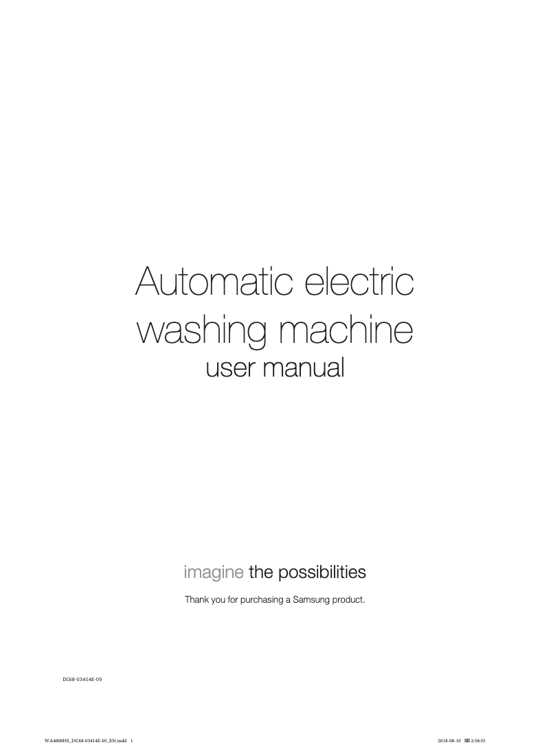 Page 1 de la notice Manuel utilisateur Samsung WA60H4200SW