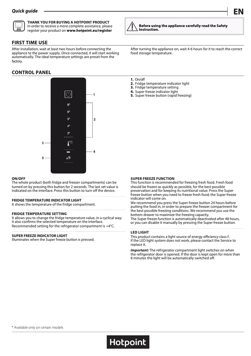 Page 1 de la notice Manuel utilisateur Hotpoint H5X 82O W
