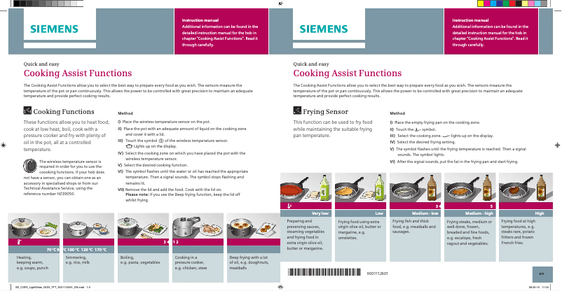 Page 1 de la notice Fiche technique Siemens EX877LX67E