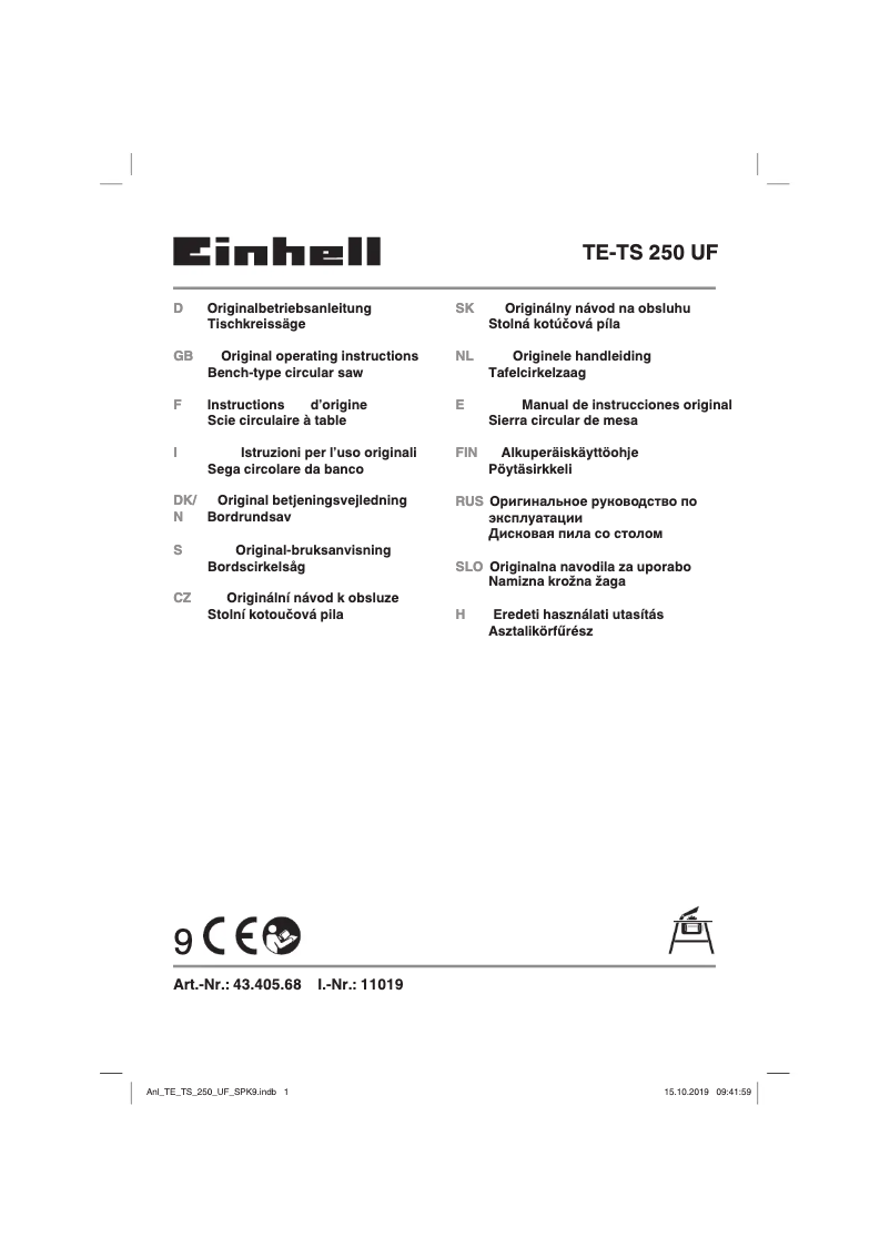 Page n°1 - Manuel utilisateur Einhell TE-TS 250 UF