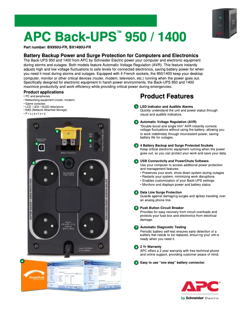 Page n°1 - Brochure APC Back-UPS BX950U-FR