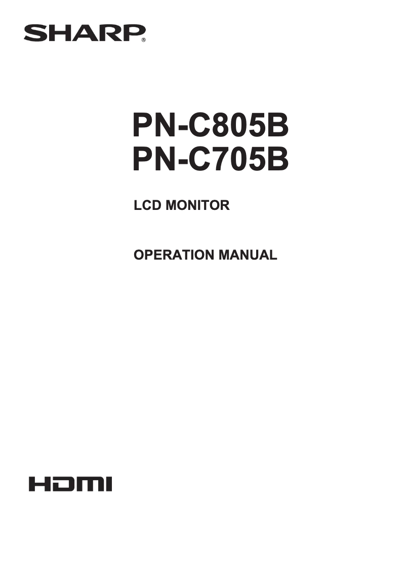 Page n°1 - Manuel utilisateur Sharp PN-C705B