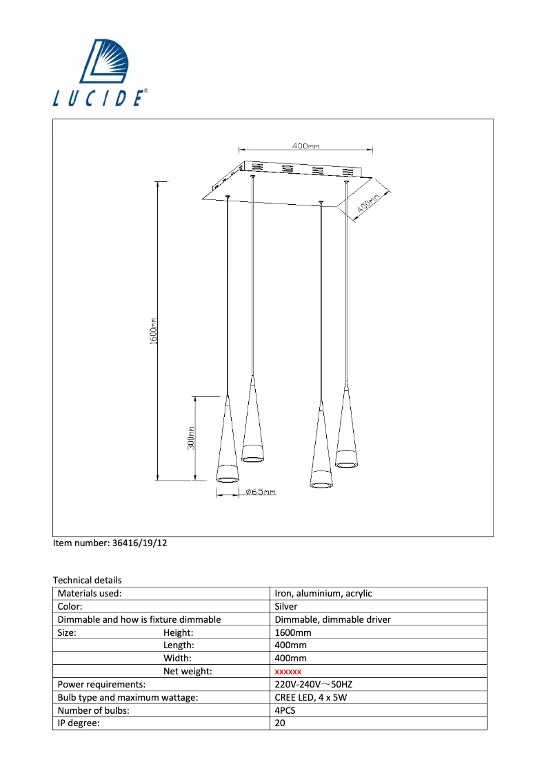 Imagen de la primera página del manual del dispositivo Reiko 36416/19/12