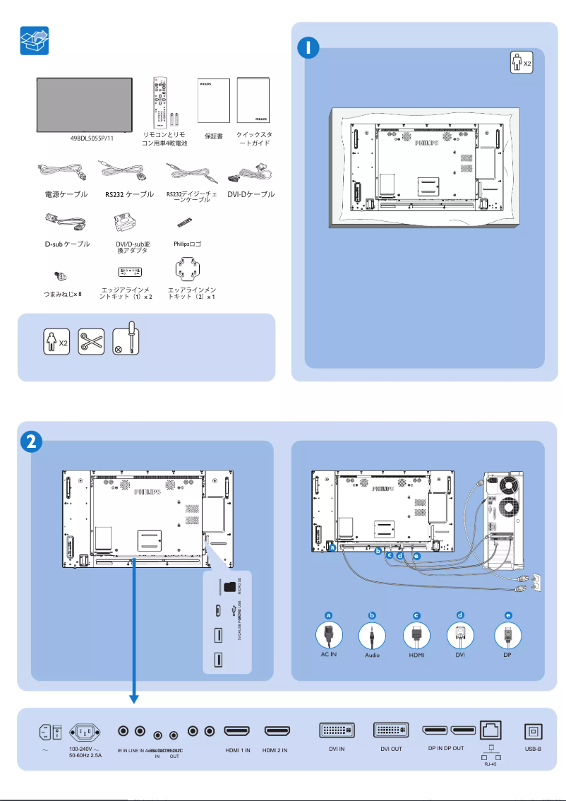 Page 1 de la notice Guide de démarrage rapide Philips Signage Solutions 49BDL5055P