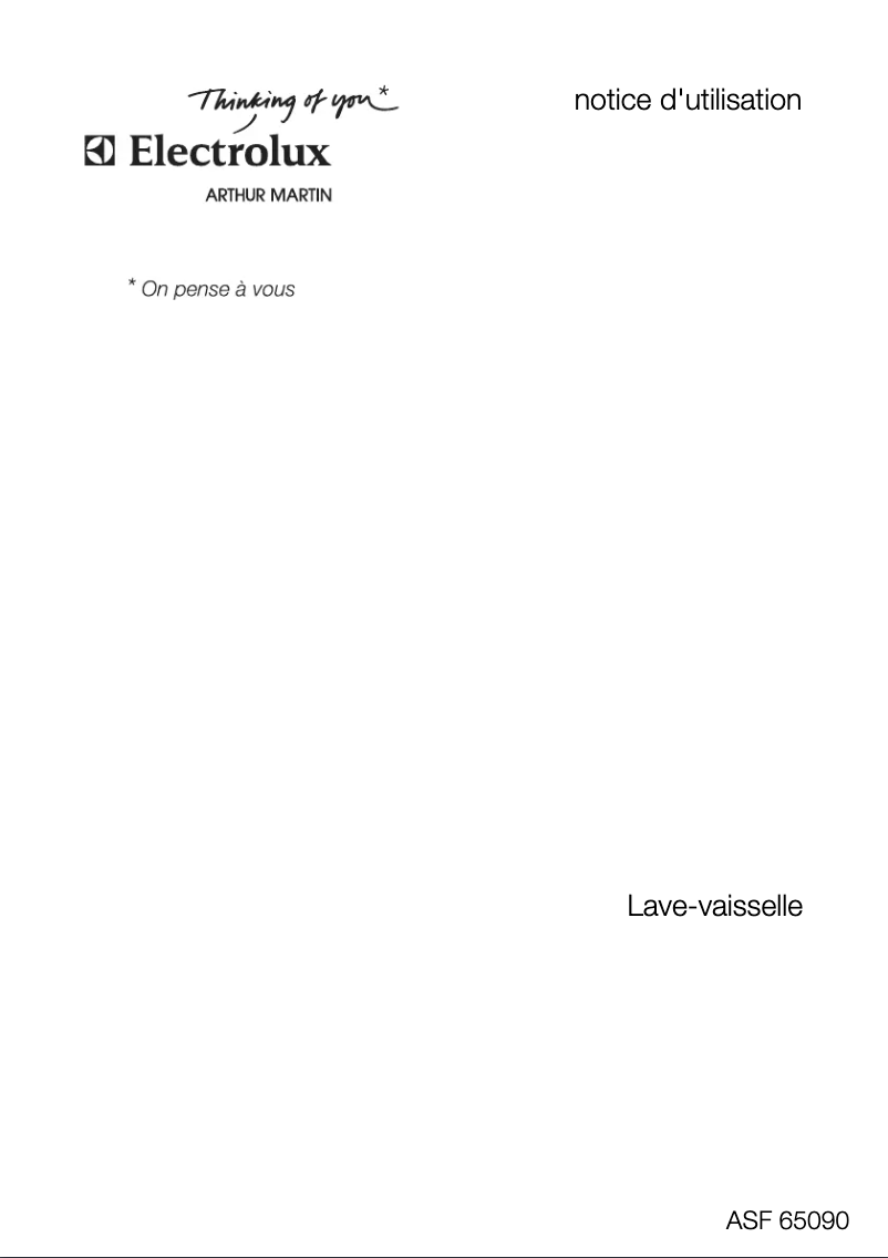 Page n°1 - Manuel utilisateur Arthur Martin-Electrolux ASF 65090