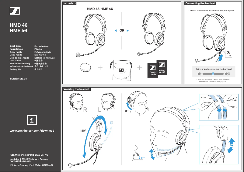 Page 1 de la notice Mode d'emploi Sennheiser HME 46