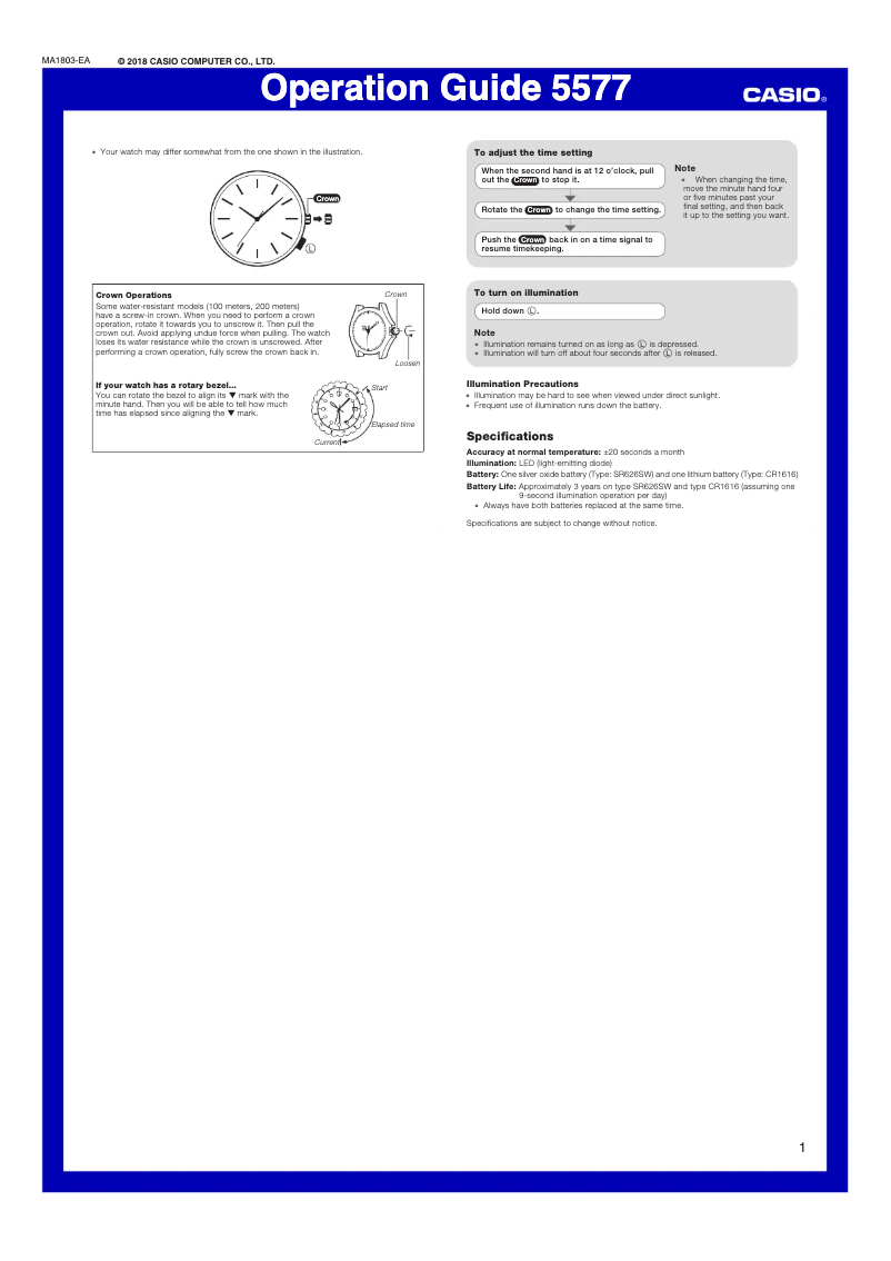 Page 1 de la notice Manuel utilisateur Casio Collection MWC-100H-2AVEF