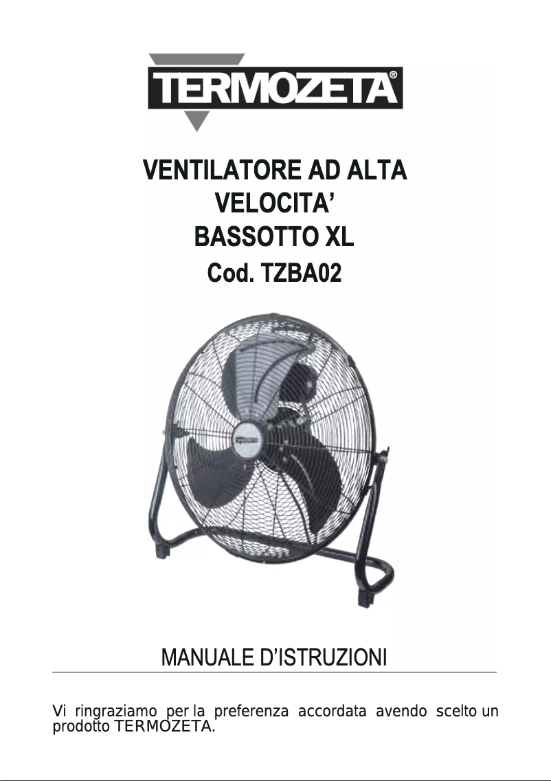 First page image of the manual for Bassotto XL TZBA02