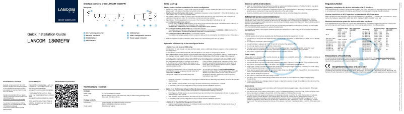Page 1 de la notice Manuel utilisateur Lancom 1800EFW