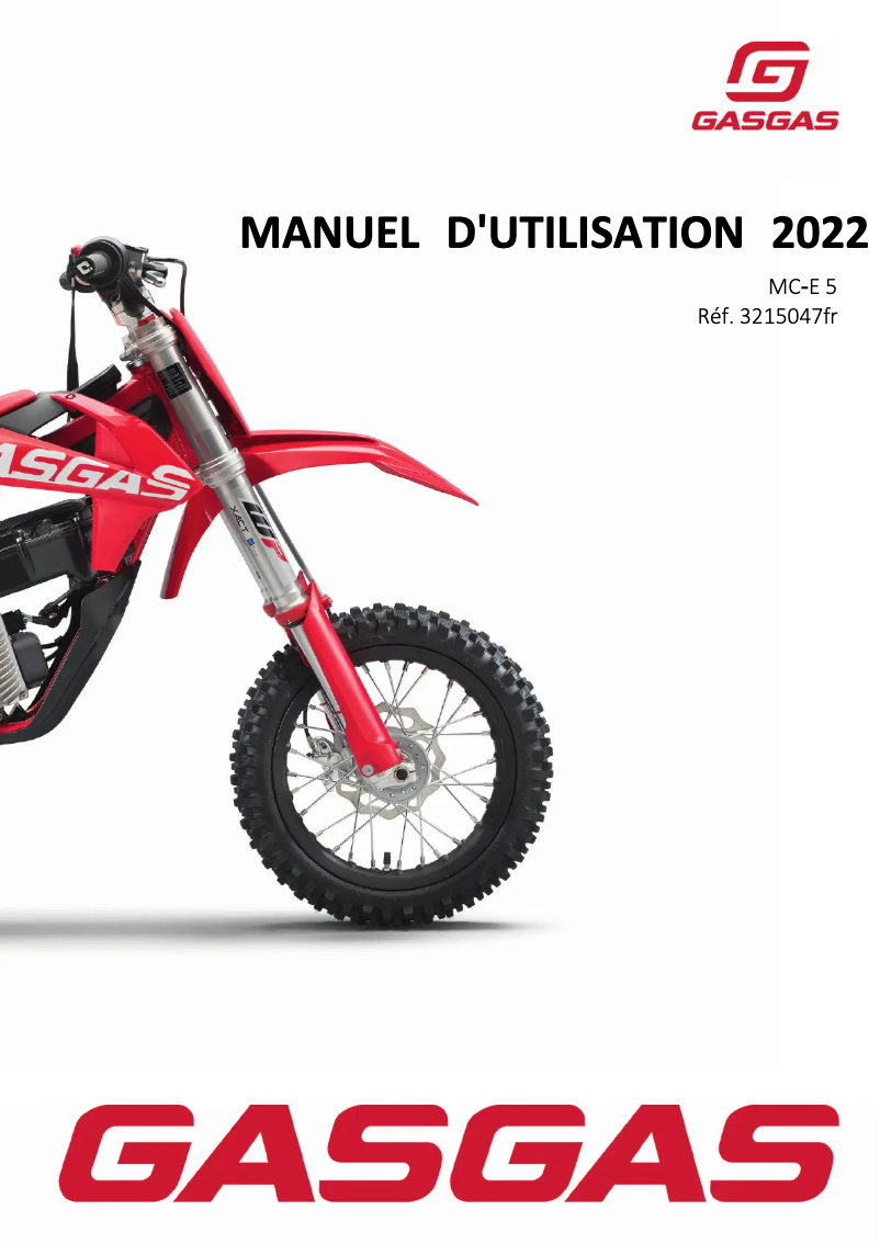 Page 1 de la notice Manuel utilisateur GasGas MC-E 5 (2022)