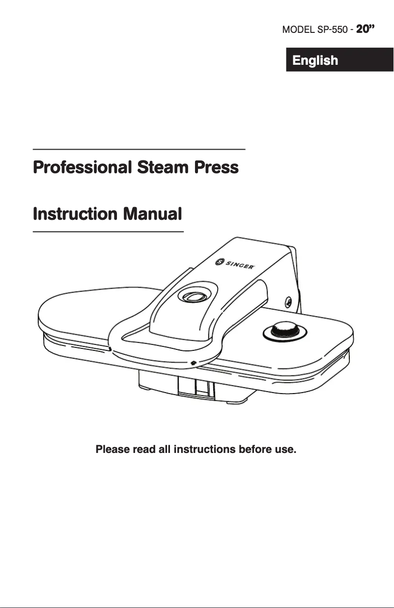Image de la première page du manuel de l'appareil Professional Steam Press SP-550