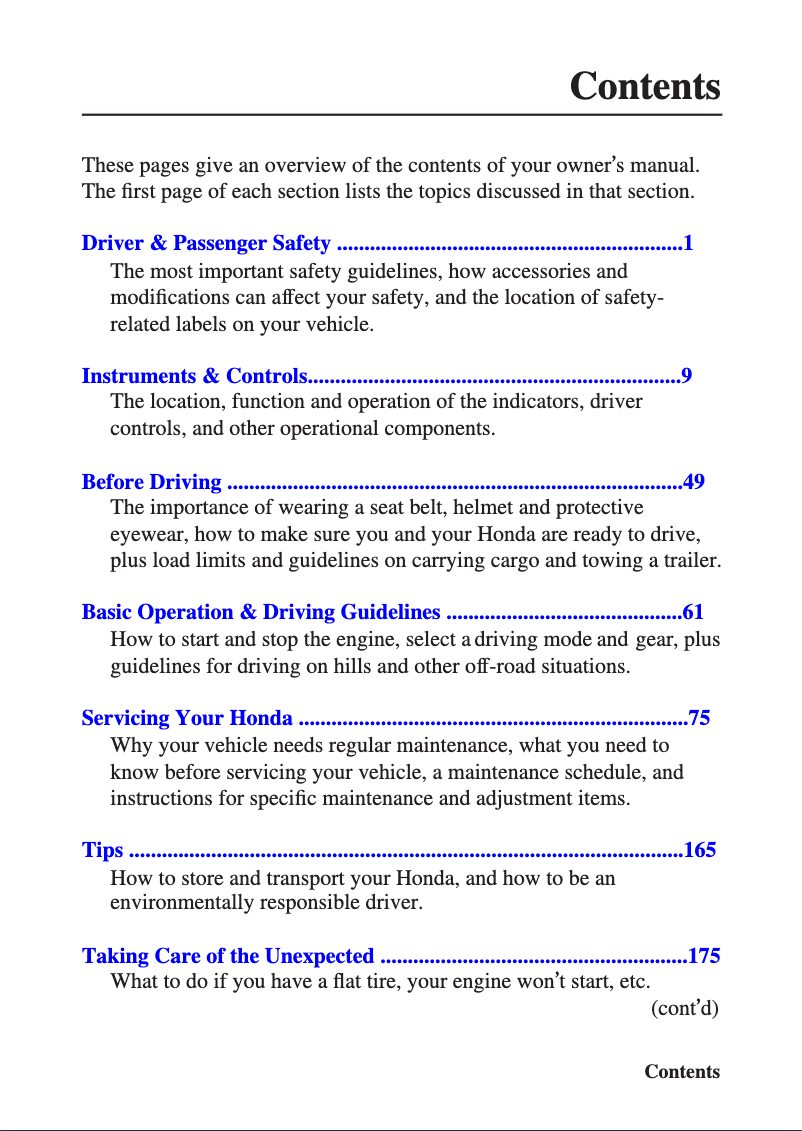 Page 1 de la notice Manuel utilisateur Honda Big Red MUV700 (2011)