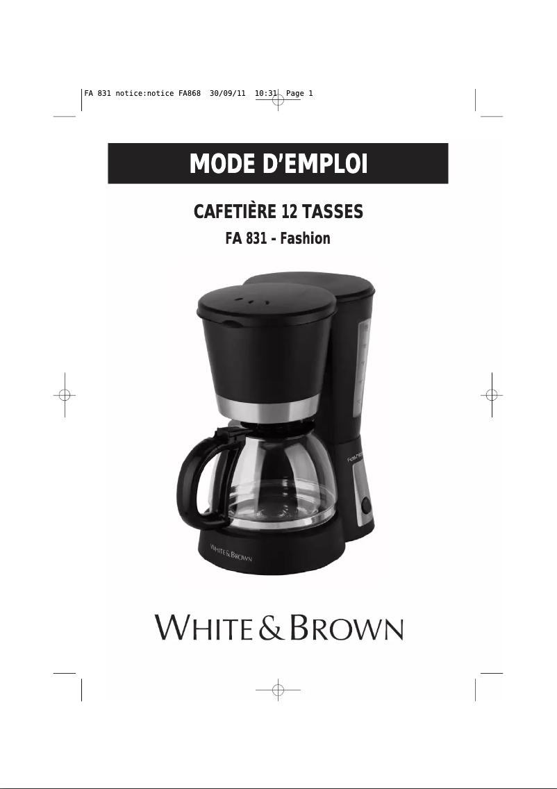 Page n°1 - Manuel utilisateur White & Brown FA 831