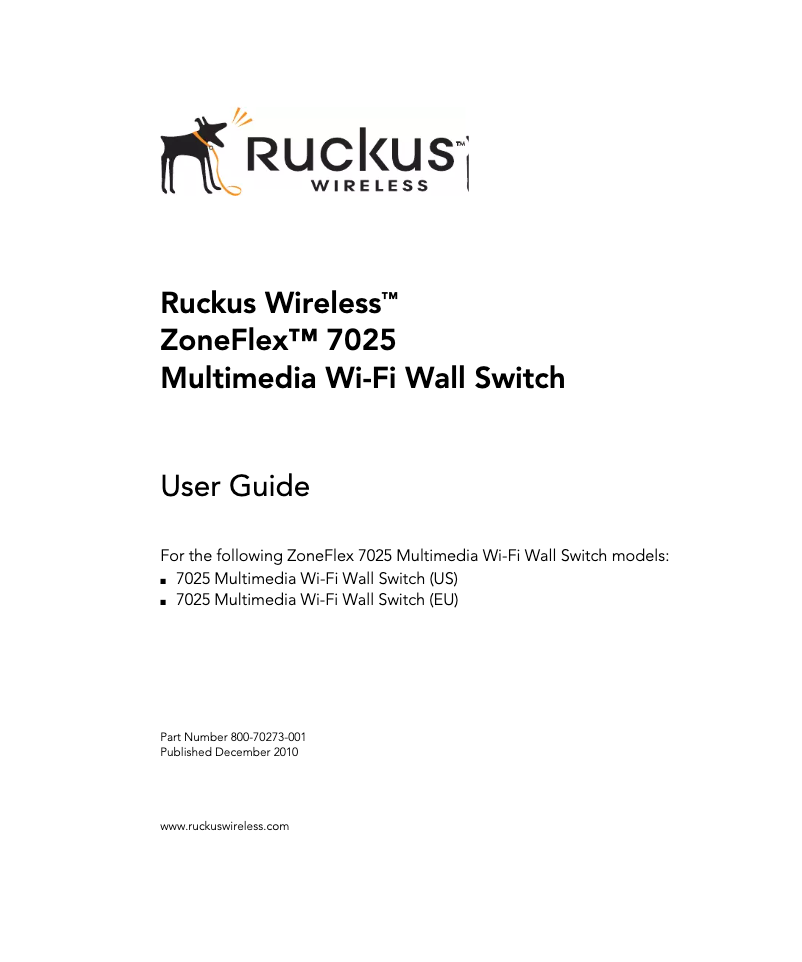 Page 1 de la notice Manuel utilisateur Ruckus Wireless ZoneFlex 7025