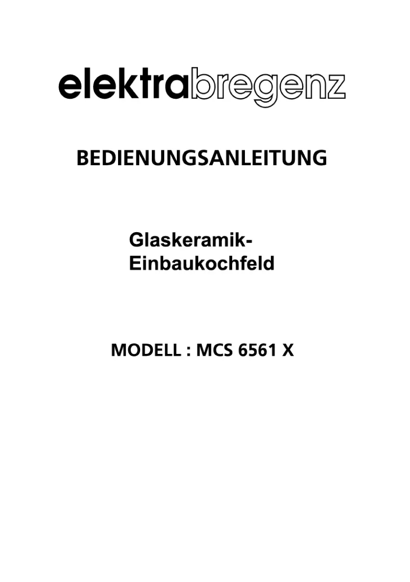Page 1 de la notice Manuel utilisateur Elektra Bregenz MCS 6561 X