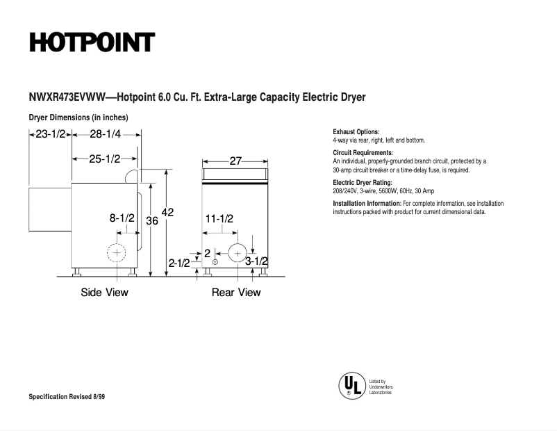Image de la première page du manuel de l'appareil NWXR473EVWW