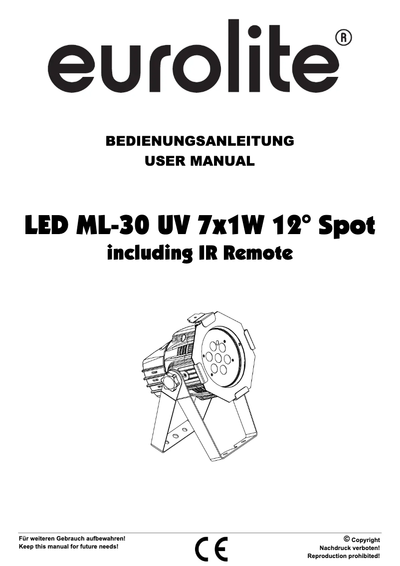 Page n°1 - Manuel utilisateur Eurolite LED ML-30 UV