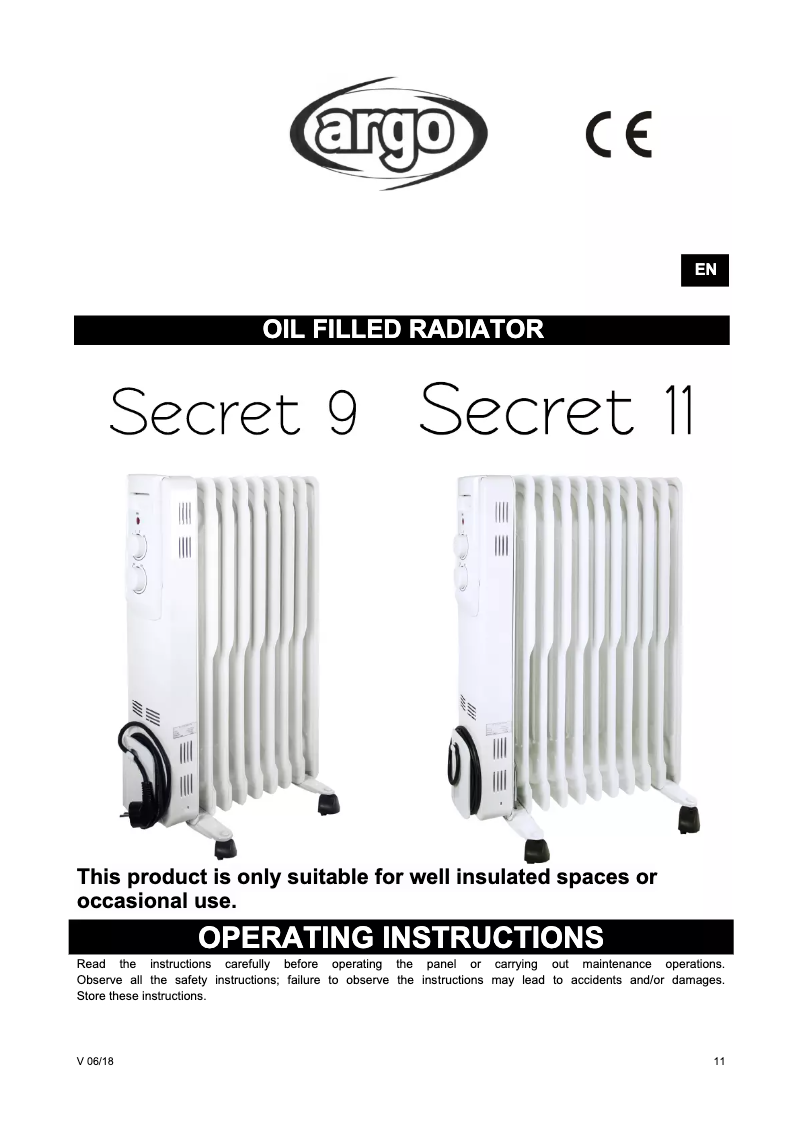 Page 1 de la notice Manuel utilisateur ARGO Secret 11