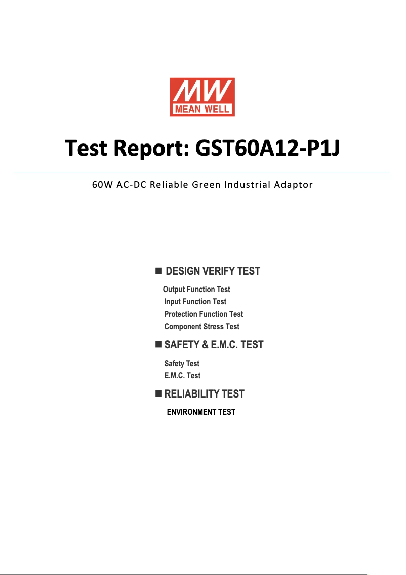 Page 1 de la notice Fiche technique Mean Well GST60A12-P1J