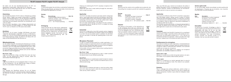 Image de la première page du manuel de l'appareil TG D71