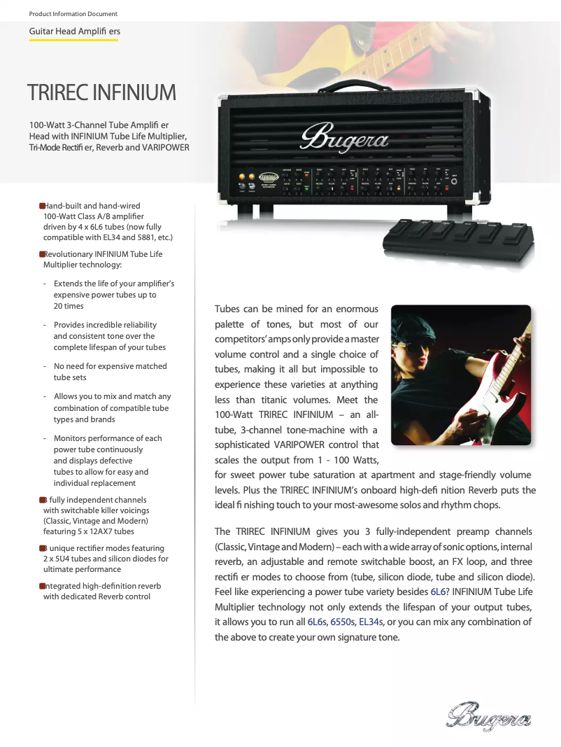Page n°1 - Fiche technique Bugera Trirec Infinium