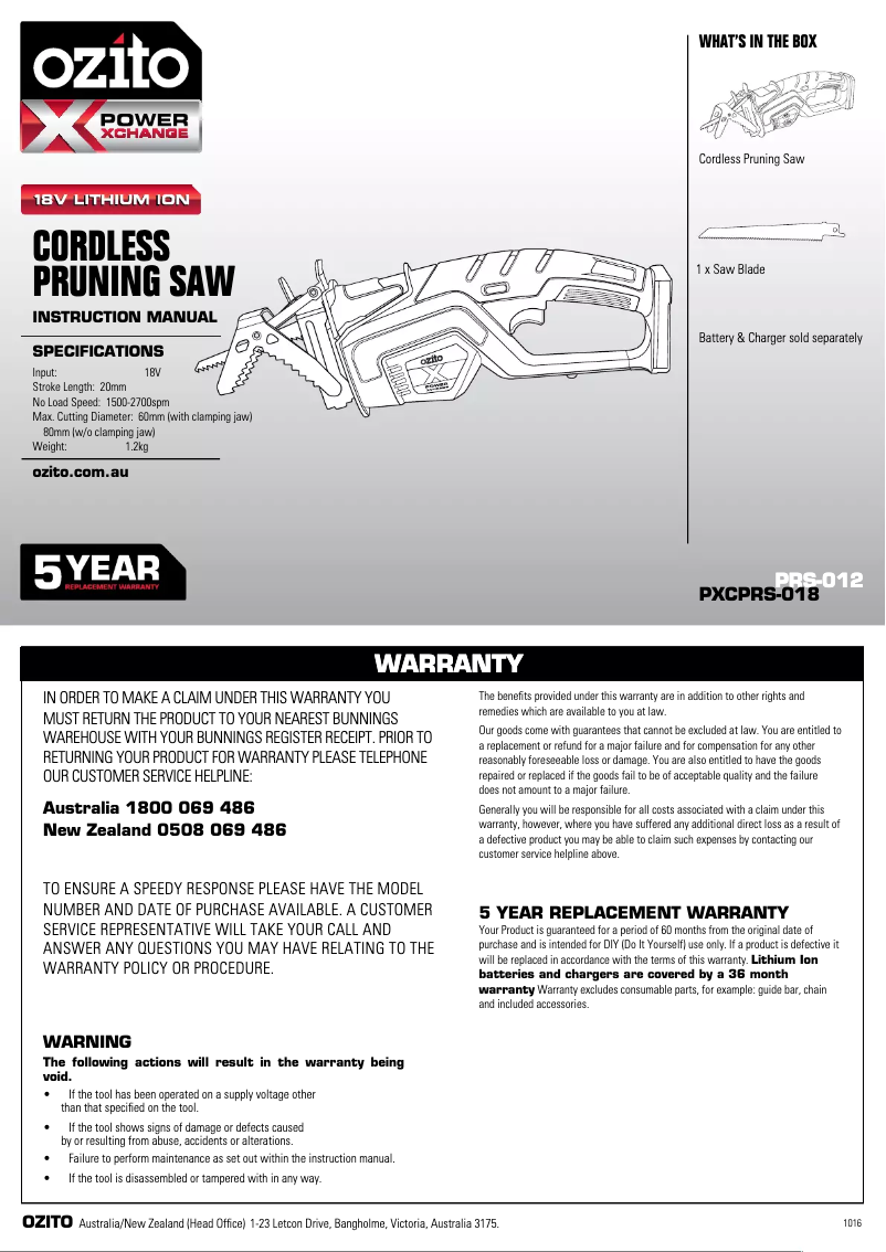 Image de la première page du manuel de l'appareil PXCPRS-018