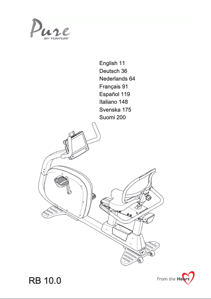 Page n°1 - Manuel utilisateur Tunturi Pure Bike R 10.0 - RB 10.0