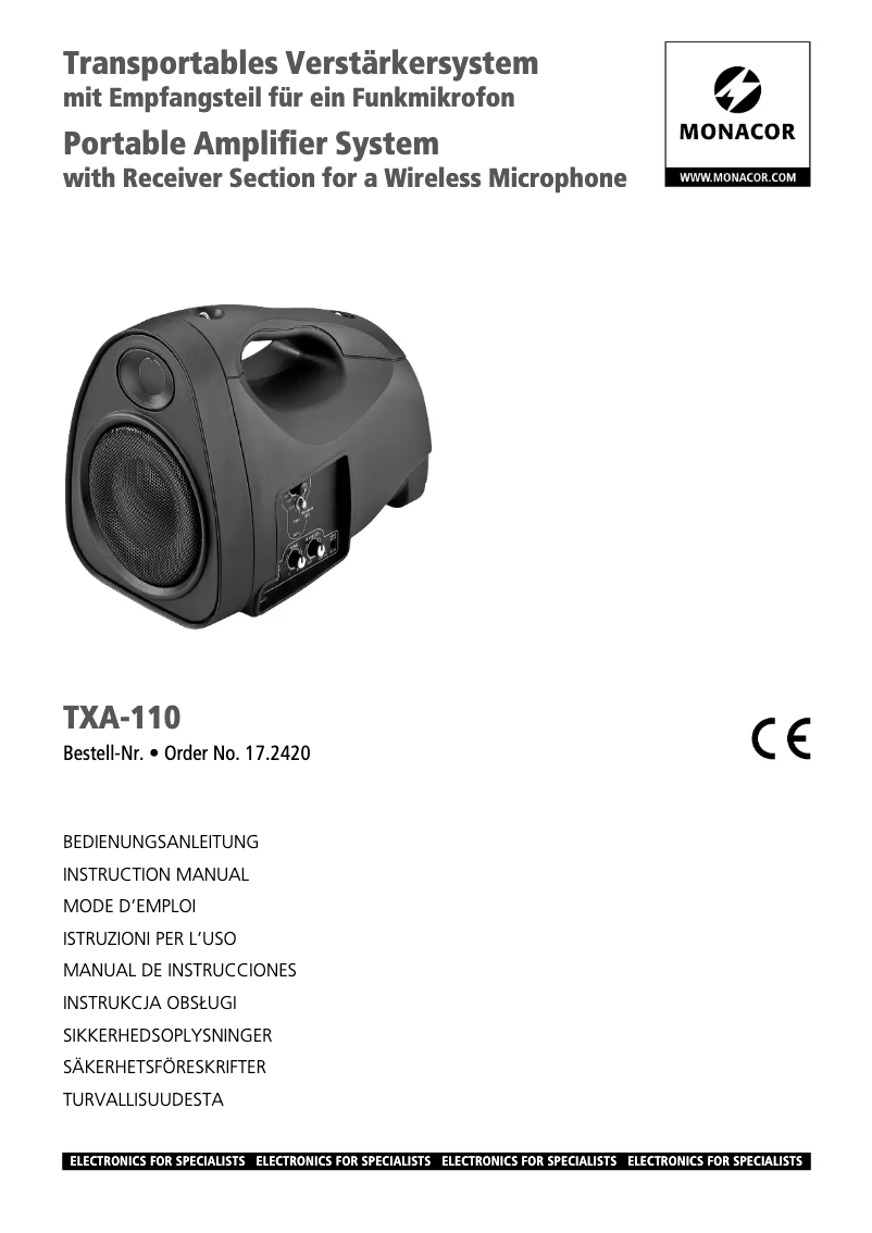 Image de la première page du manuel de l'appareil TXA-110