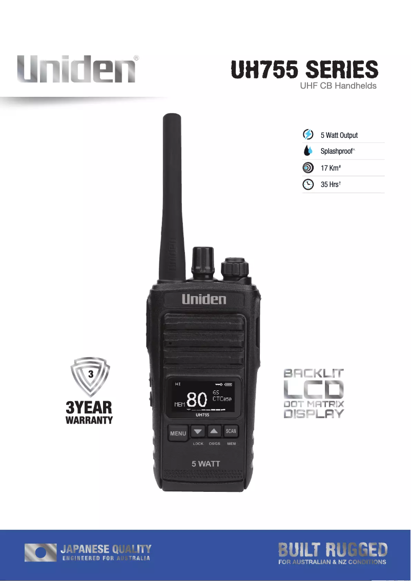 Page 1 de la notice Brochure Uniden UH755