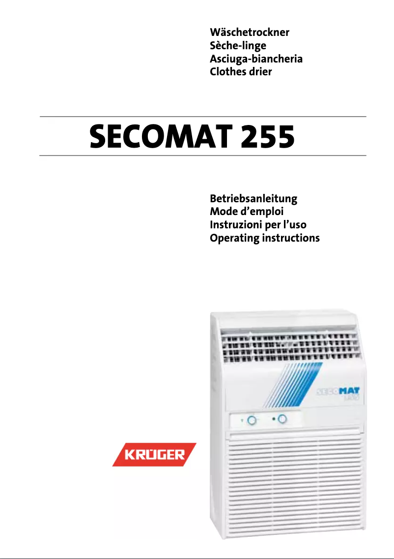 Page n°1 - Manuel utilisateur Krüger Secomat 255