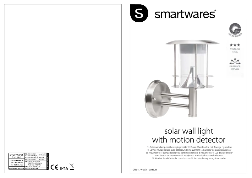 Page n°1 - Manuel utilisateur Smartwares GWS-177-MS