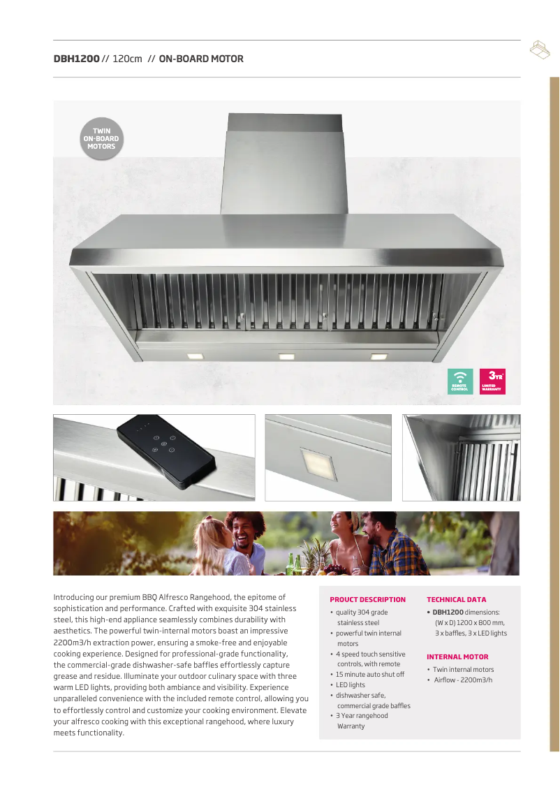 Page 1 de la notice Fiche technique Schweigen DBH1200