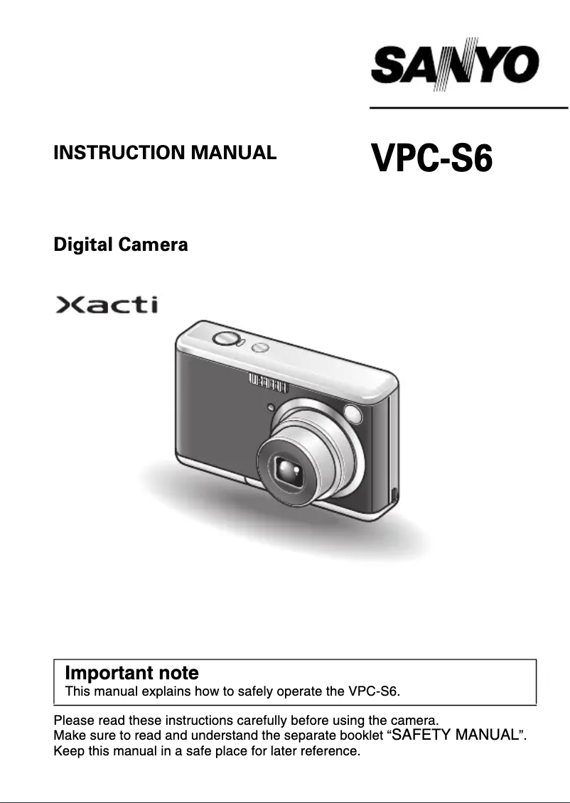 Page n°1 - Manuel utilisateur Sanyo Xacti VPC-S6
