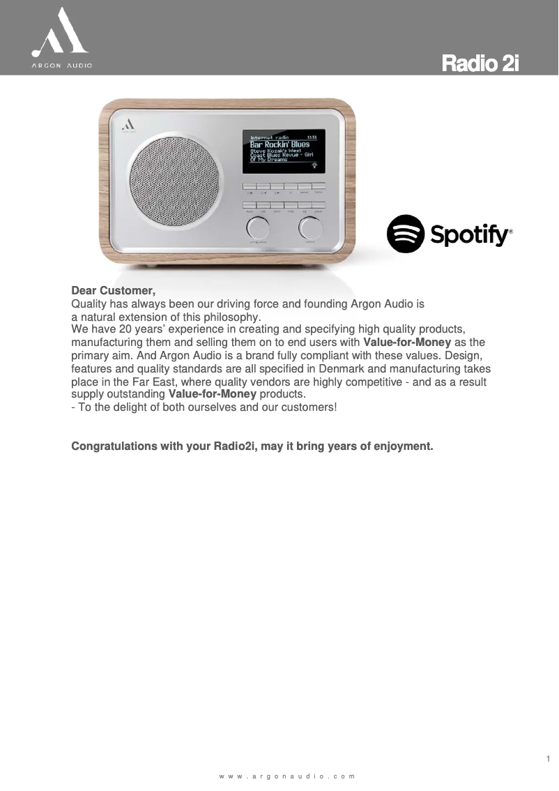 Página 1 del manual Manual de usuario Argon Radio 2i