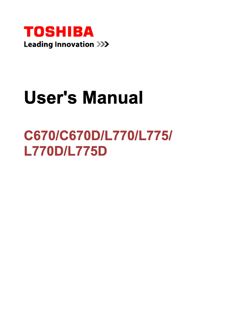 Page 1 de la notice Manuel utilisateur Toshiba Satellite L775