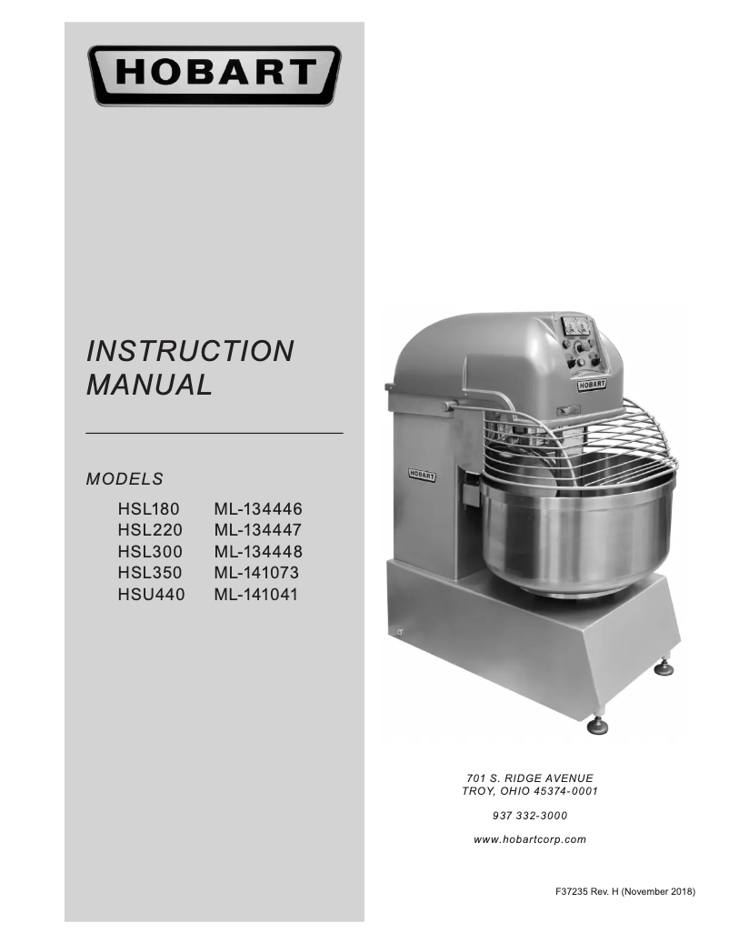 Page n°1 - Manuel utilisateur Hobart HSL300