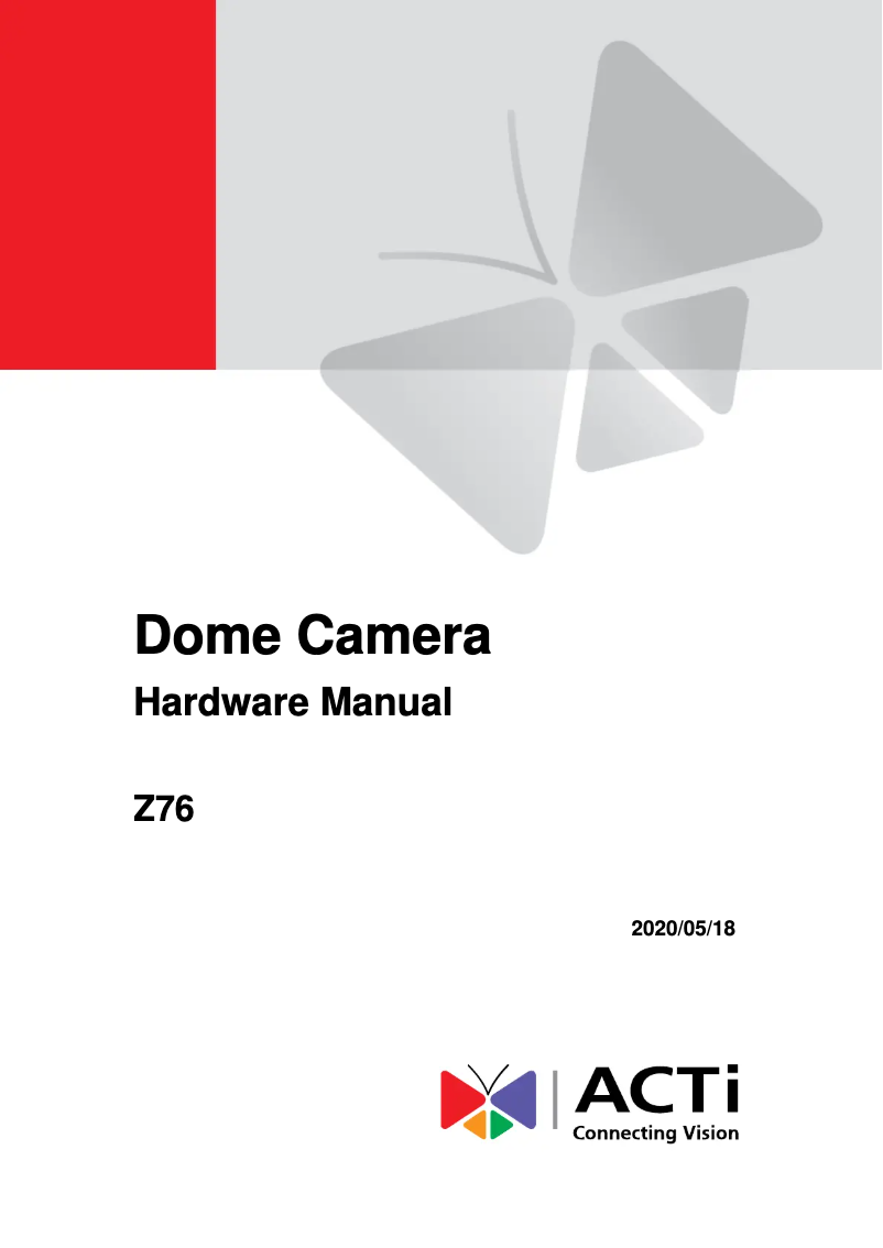 Page n°1 - Manuel utilisateur ACTi Z76