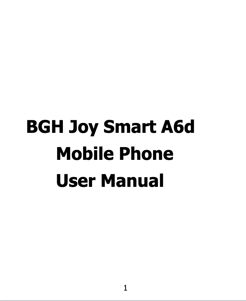 Page 1 de la notice Manuel utilisateur BGH Joy Smart A6d